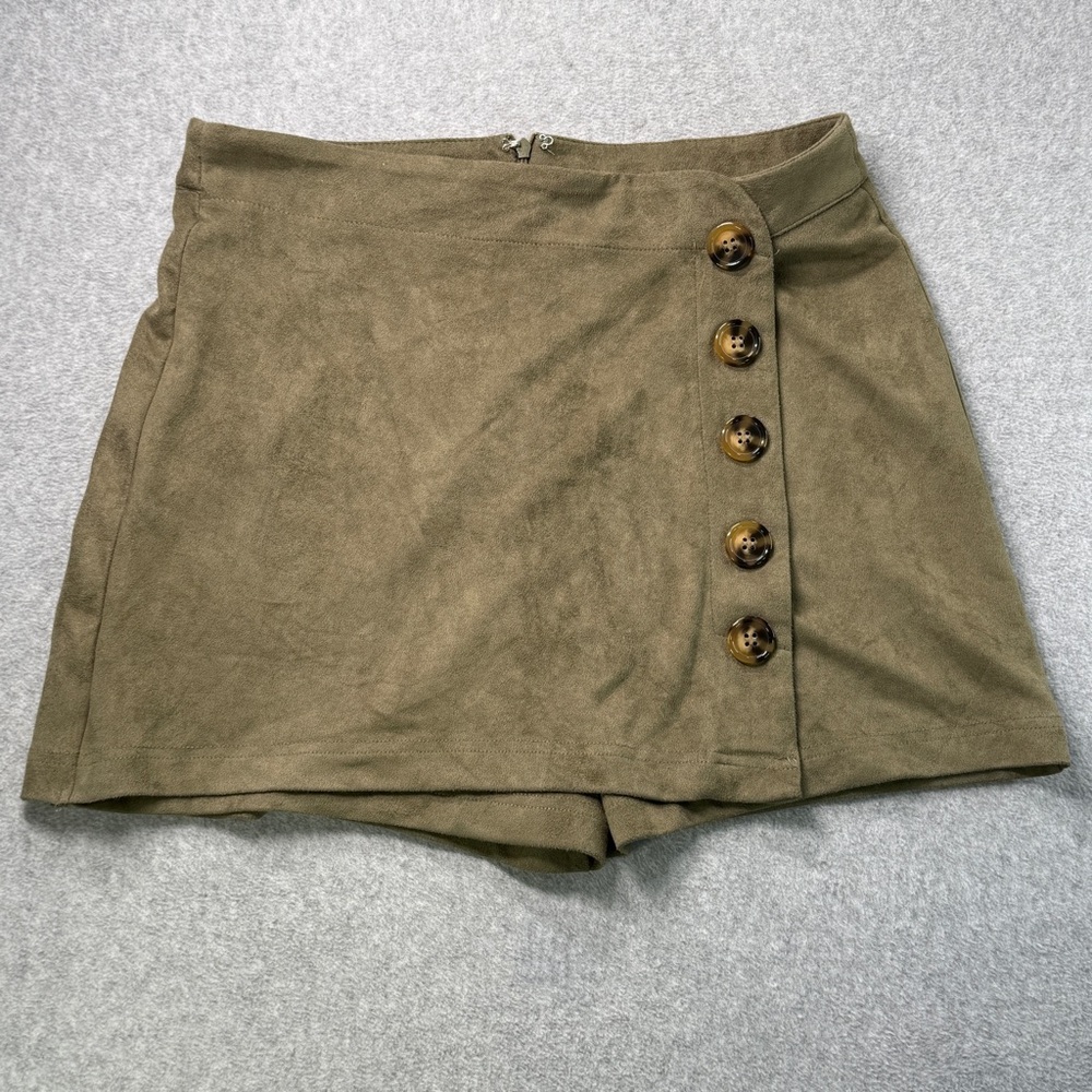 Altar'd State Women's Faux‎ Suede Button Front Skort Olive Green Size M Medium